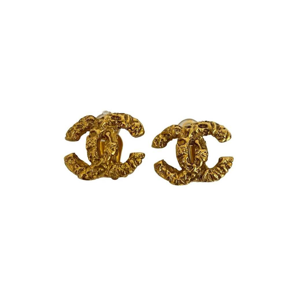 Chanel Cc Logo Earrings Metal Gold-Tone #210006C16B - Picture 4 of 6